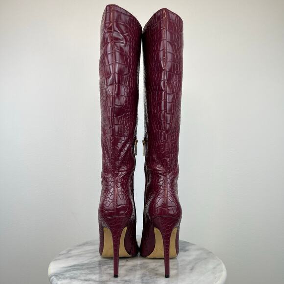 Jlo Jennifer Lopez Dark Red Adalynn Tall Stiletto Boots (Sz 9) - Picture 11 of 12